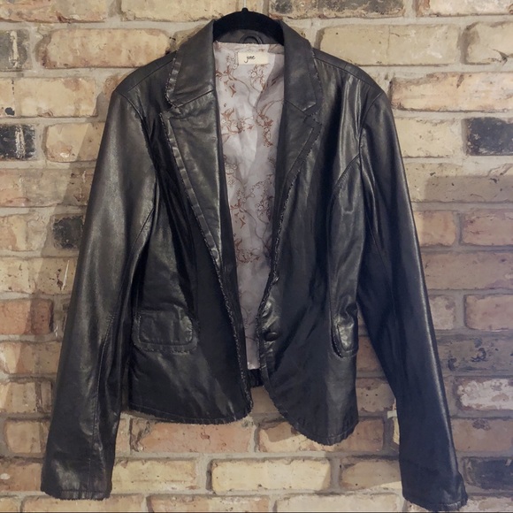 Anthropologie June Brown Leather Jacket Distressed - Picture 1 of 5